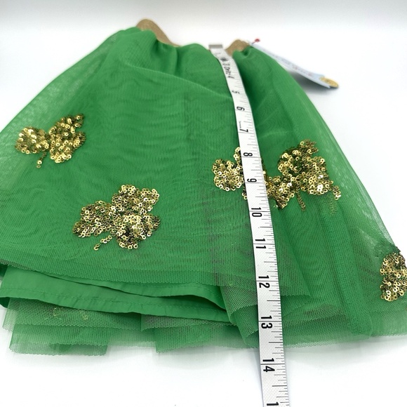 St Patrick Day Crinoline Tutu Skirt Sparkly Gold Sequin Shamrock Girls Small 6/7 - Picture 12 of 12